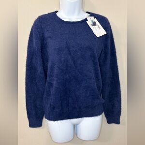 Evolution by Cyrus Navy Fuzzy Sweater | Size S | Long Sleeve | NWT